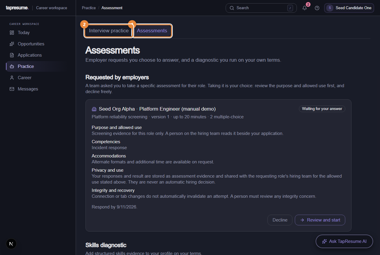 Assessments under Practice
