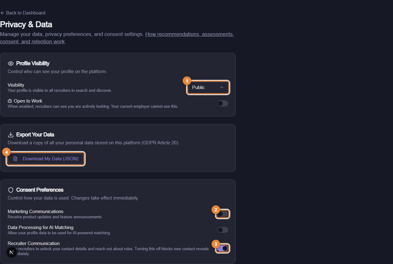 Privacy settings