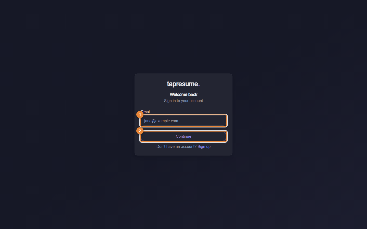 The sign-in page